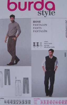 BURDA 7022 Mens Slacks Pants Khakis SIZE 34-36-38-40-42-44-46-48-50 Pattern UNCT - Image 1 of 2