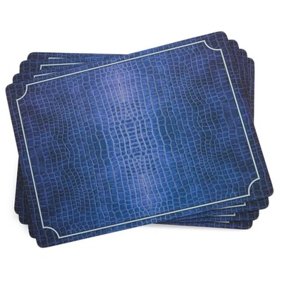 Crocodile Blue Placemats - Set of 4, Decorative Crocodile Texture Pattern, He... - Image 1 of 4