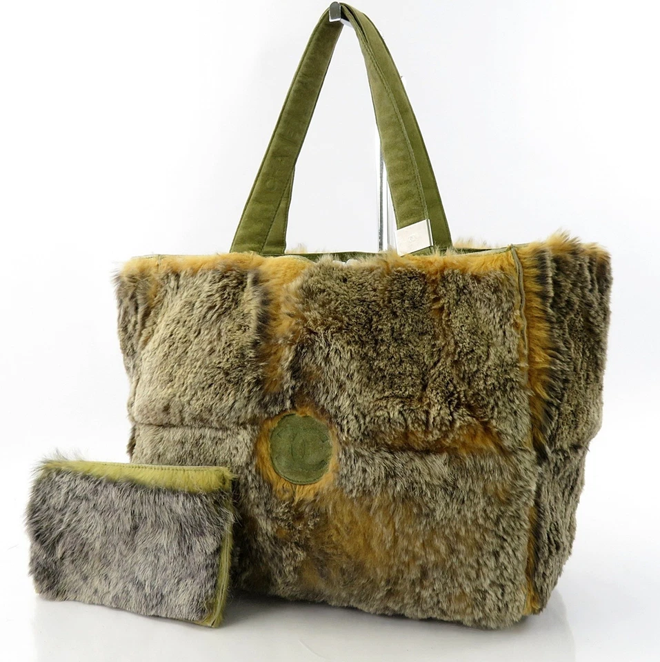 Auténtico bolso de mano Chanel de piel de conejo amarillo y gamuza #62209 Foto 1 de 4