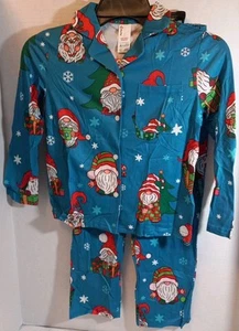PatPat Kids Christmas Pajamas Santa Knomes Size 6-7yrs. Blue NWT - Picture 1 of 15