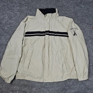 NAUTICA Hooded Mesh Lined Weather Resistant Jacket Men's XXL Beige Embroidered - Picture 1 of 11