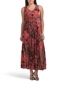 Johnny Was Burnout Velvet Maxi Long Silk A Line Boho Floral Dress S - Picture 1 of 2