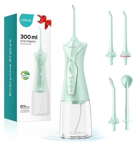 COSLUS Pick Flosser Dentale Acqua per Denti: 4 Modalità Senza Fili Portatile 300ML Come Nuovo - Foto 1 di 7