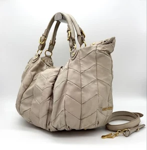 Miu Miu Leather 2-Way Shoulder Tote Bag Archive Large Capacity Used - Picture 1 of 20