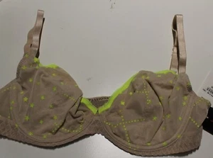 NEW PASSIONATA BEIGE YELLOW STAR UNDERWIRE BRA SIZE 14F, 36F RRP$79 - Picture 1 of 2