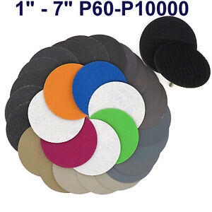 1" - 7" Sanding Discs Wet & Dry Sandpaper Pads Hook Loop P60-P10000 Sand Paper