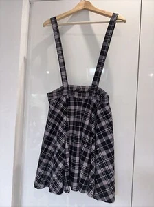 Boohoo Check Goth Dungaree Skirt Black/purple Size 16 - Picture 1 of 5