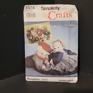 Bär Hase Plüsch von Faith Van Zanten Muster ungeschnitten 1991 Simplicity Crafts 7474  - Bild 1 von 5