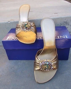 "ENZO ANGIOLINI" Women's Shoes Kitten Heel Bronze w/ Sequins & Beaded Detail 7 M - Picture 1 of 5