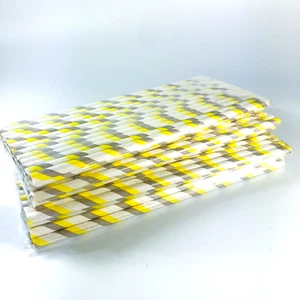 100 Brand New Yellow Striped Paper Eco Friendly Old Fashioned Retro Paper Straws - Picture 1 of 4