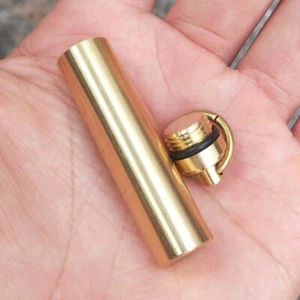Solid Brass Self-defense Mini Waterproof Storage Container Box EDC Tool Pill - Picture 1 of 7