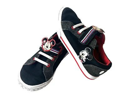 Disney Junior Mickey Kids Toddler 10 Black Canvas Classic Snap On Shoes Sneakers - Imagem 1 de 4