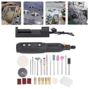 Mini Grinder USB Cordless Drill Engraving Dremel Engraver LED 5Speed Rotary Tool - Picture 1 of 17