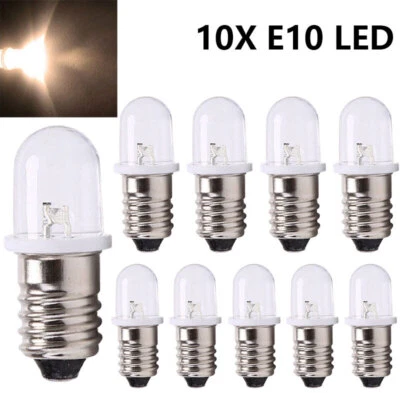 10x E10 LED-Lampen DC 12V  Warmweiß LEDs Schraubsockel Birne Leuchtmittel Sockel - Bild 1 von 4