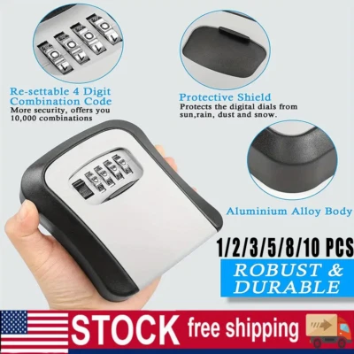 for Indoor Outdoor (Black )4 Digit Combination Lock Box 1-10PCS - Image 1 of 4