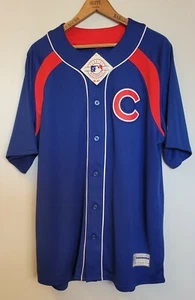 MENS Majestic Chicago Cubs Short Sleeve Button Down Jersey MLB Baseball - Picture 1 of 5