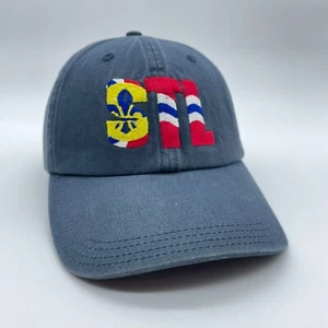STL St. Louis MO Flag Navy Wash Hat Baseball Ball Cap ADJUSTABLE - Picture 1 of 10