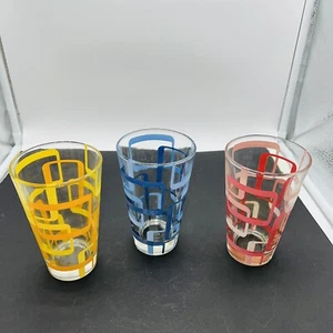 Vintage Cerve Italy Drinking Glass Tumblers MCM Design x3  5.5" Tall - Picture 1 of 10