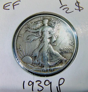 1939 P 90% Silver Walking Liberty Half Dollar EF Philadelphia VeryRare - Picture 1 of 2