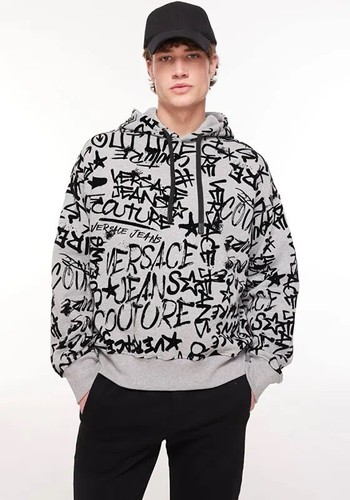 Versace Felpa con Cappuccio Grigio Medium M Prezzo di listino £455*** Nuova Etichetta Regalo Regalo Uomo