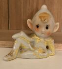 Vintage 1950?S Yellow Pixie Elf Pointed Ears Sitting Christmas Decor Japan