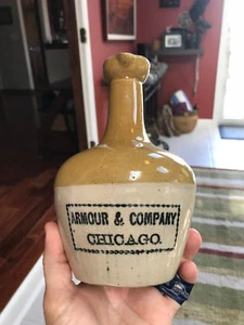 Antique 2-Tone Armour & Company Chicago Stencil Stoneware Jug or Pitcher - Imagen 1 de 11