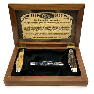 1995 Case XX Rare Stockman Bone 4-Blade Set #140 in Wood Box