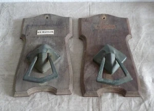 2 alte Messing / Holz Türklingeln Klingeln Klingeltaster um 1910 - Bild 1 von 5