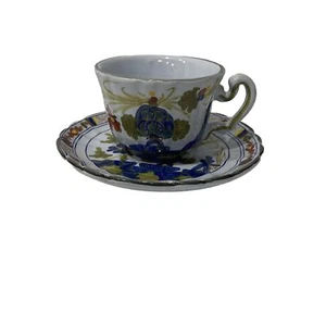 AMM Faenza Garofano De Colección Italia Clavel Azul Cerámica Taza y Platillo Juego a Juego - Imagen 1 de 21