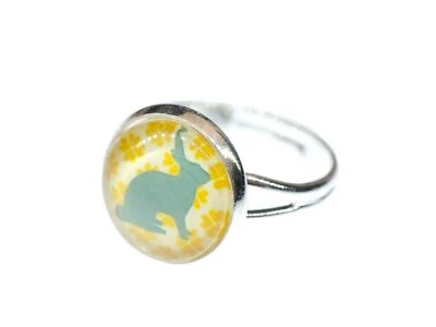 Anillo Conejo Azul Cabujón Miniblings Prado Pascua Plata Conejo Simple Foto 1 de 4