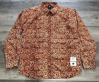 Camisa Stussy Estampado Kala Paisley Floral Naranja Usada en Excelente Condición Talla XXL  Foto 1 de 4