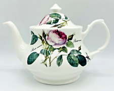 Redouté Rose Fine Bone China Teapot and Lid 2006 England Baroque 1000 ml 4 Cups