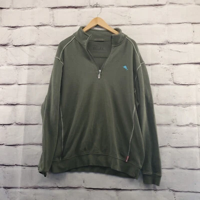 Chaqueta TOMMY BAHAMA RELAX Hombre Talla Grande 1/4 Zip Ribbed Long Sleeve Green Foto 1 de 4