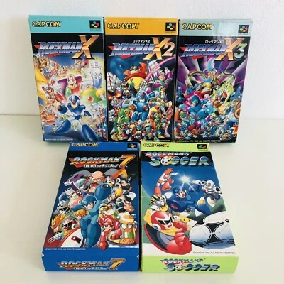 Rockman Soccer X X2 X3 7 Megaman Super Famicom set of 5 SFC import from Japan - Image 1 of 4