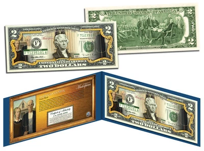 AMERICAN GOTHIC Grant Wood 1930 *Famous Masterpieces* Legal Tender $2 U.S Bill - Image 1 of 3