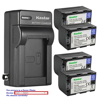 Cargador de pared de batería Kastar para cámara de video JVC SSL-JVC50 JVC50 JVC GY-HM200SP Foto 1 de 4