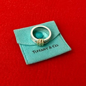 TIFFANY&Co. Grooved with Ring Ring Silver925 K18 yellow gold Silver 33531 - Picture 1 of 4