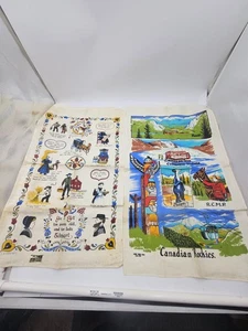 Lot of 2 -Vintage Amish Print Tea Towel By Kay Dee + Canadian Rockies Tea Towel - Picture 1 of 6