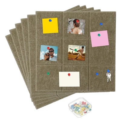 12" x 12" Felt Wall Tile,6 Pack Cork Boards for Walls, Coffee Foto 1 de 4