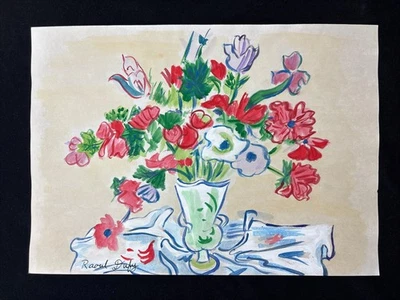 RAOUL DUFY drawing on old paper signed stamped vintage - Image 1 of 2