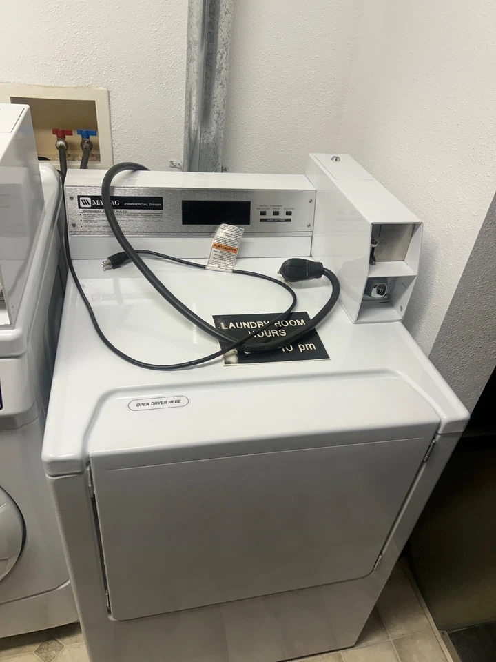 Maytag Commercial Electric White Dryer. Good Condition, runs great. - Image 1 of 1