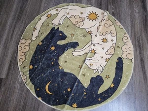 Estmy Mystic Cat Area Rug 5ft Round Washable New - Picture 1 of 6