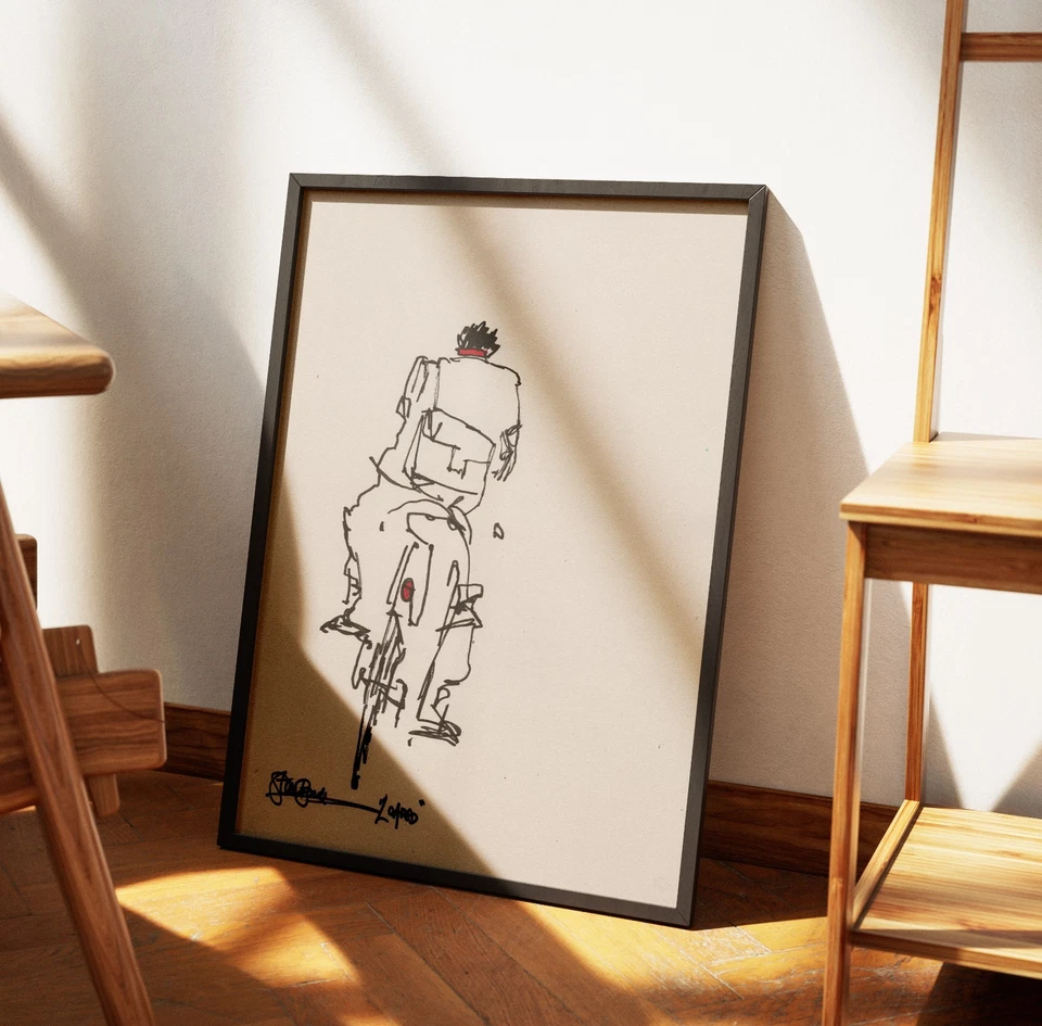 ❤ ORIGINAL ACRYLIC ❤ PAINTING signed FRAMED A3 urban Bicycle  Cycling ART - Image 1 of 4