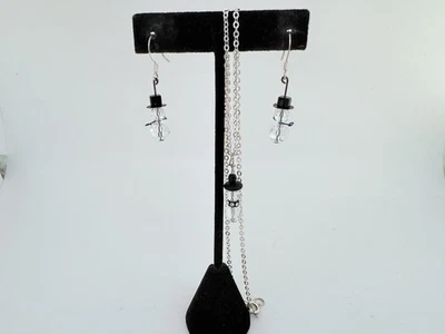 De colección. COLLAR Y PENDIENTES DEMI MUÑECOS DE NIEVE CRISTAL CORTE FACETADO TRANSPARENTE-17" (531) Foto 1 de 3