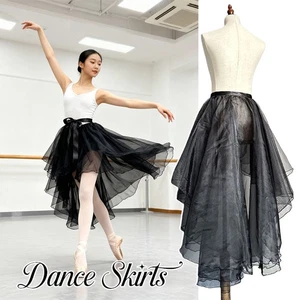 Women See Through Irregular Bow Dance Skirts Tie Knee Length Tailed Skirts - Picture 1 of 14