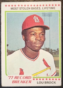 LOU BROCK 1978 Topps '77 Record Breaker Most Stolen Bases Lifetime Cardinals - Bild 1 von 2
