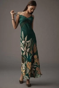 Nuevo Maxi Vestido Anthropologie Negro Eustella Desnudo Cuello en V Talla Mediana - Imagen 1 de 10