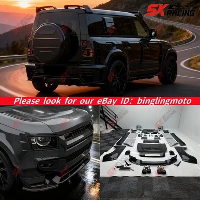 Kits de carrocería de labio delantero trasero faldones laterales de fibra de carbono seco para Land Rover Defender 110 Foto 1 de 4