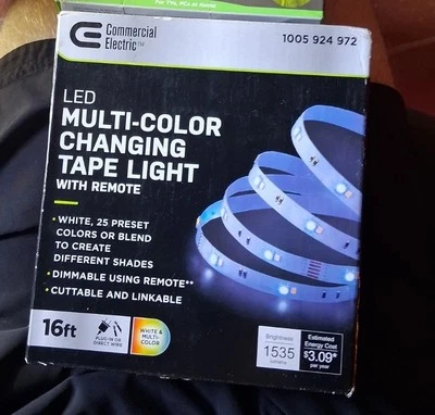 Kit de cinta RGB blanca LED de 16 pies con respaldo adhesivo remoto inalámbrico 201 Foto 1 de 2