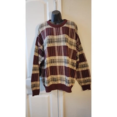 Suéter de punto a cuadros Isle of Cotton para hombre vintage estilo Cosby talla XL Foto 1 de 4